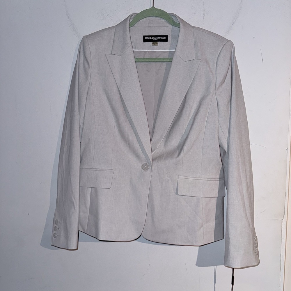 Karl Langerfeld Paris Blazer Gray Size 14 Work Minimalist Capsule
